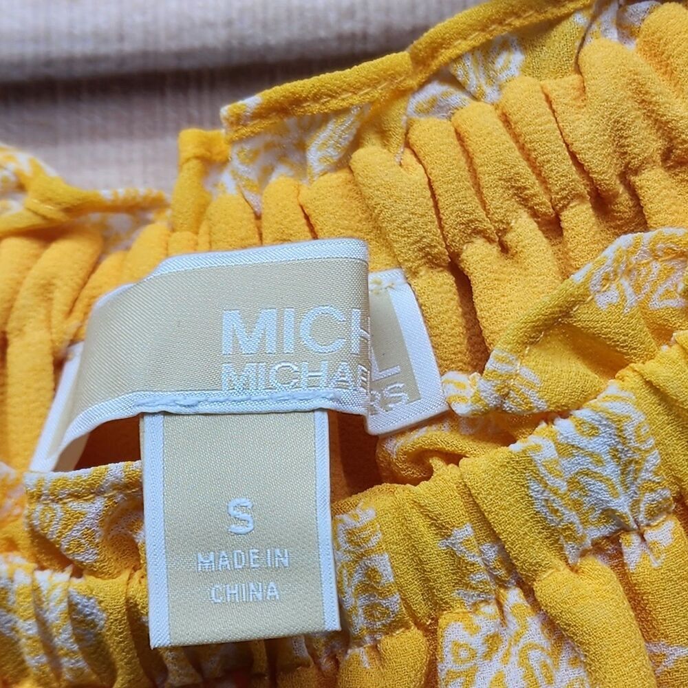 Michael Kors Resort Romper Size S Yellow Bardot Ruffle Summer Outfit - Picture 4 of 8